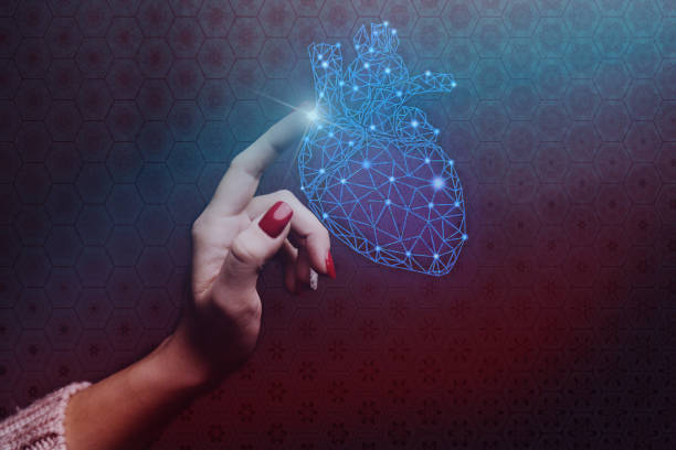 istock Human forefinger touches blue heart innovative technologies. Nebula dust  in infinite space. Mixed media. 1093032874