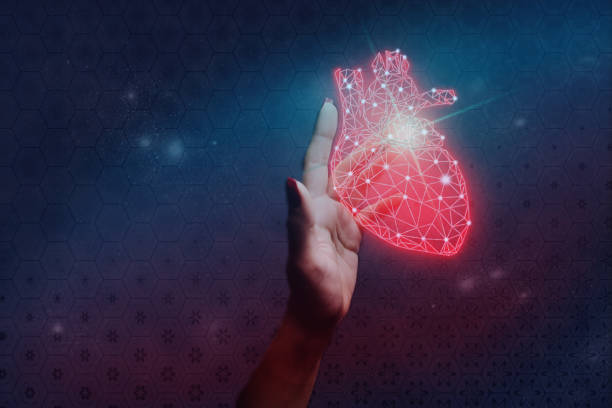 istock Human forefinger touches red heart innovative technologies. Nebula dust  in infinite space. Mixed media. 1093034338