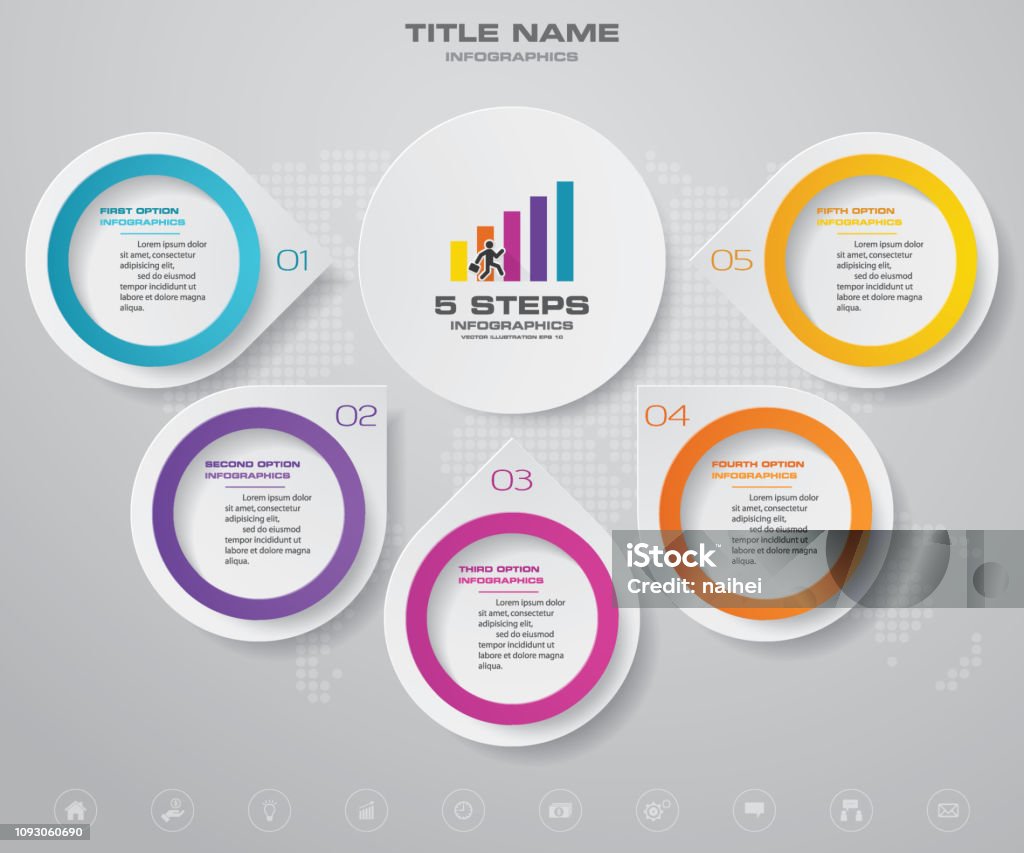 5 Steps Simpleeditable Process Chart Infographics Element Stock ...