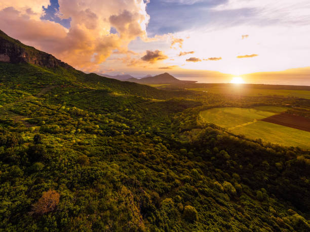 Mauritius beautiful mountain peaks in the wild nature environment