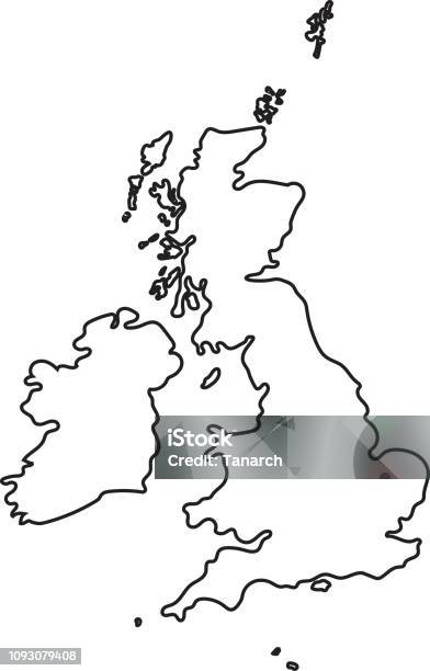 Doodle Freehand Outline Sketch Of Great Britain Map Vector Illustration Stock Illustration - Download Image Now