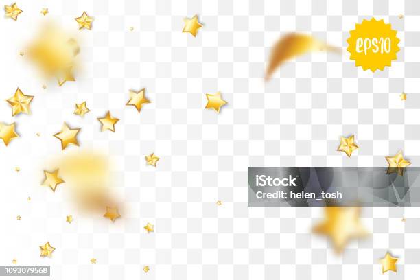 Golden Holiday Star Confetti Random Falling Stock Illustration - Download Image Now - Abstract, Backgrounds, Blinking