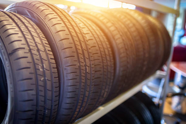istock Tires placed on the shelf in the store. 1093081126