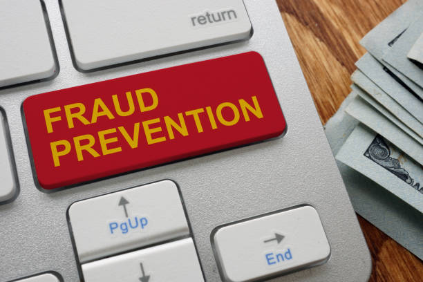 button fraud prevention on the keyboard. - preventative imagens e fotografias de stock