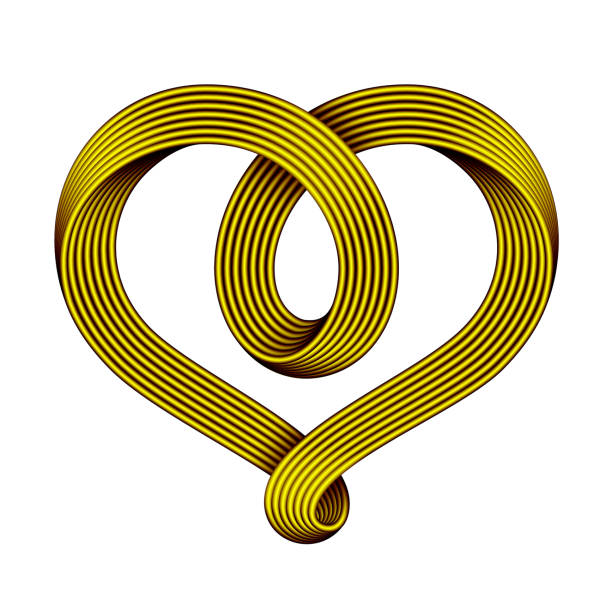 Heart symbol of golden mobius strip as celtic knot.. Vector illustration. Heart symbol made of golden mobius strip as a celtic knot.. Vector illustration isolated on a white background. celtic knot symbol of eternal love stock illustrations