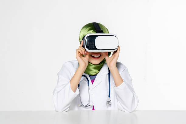 istock Smiling Doctor Wearing Virtual Reality Against White Background 1093110024