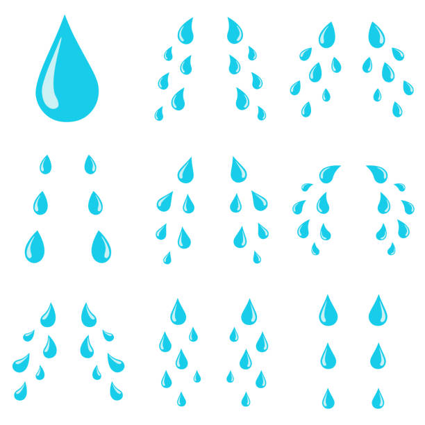 Tears drops. Sorrow weeping cry streams, tear blob or sweat drop. Stream of crying wet eyes tears isolated vector cartoon illustration Tears drops. Sorrow weeping cry streams, tear blob or sweat drop. Stream of crying wet eyes tears or rain droplets splash shape. Raindrops isolated vector cartoon illustration icons set sweat droplet stock illustrations