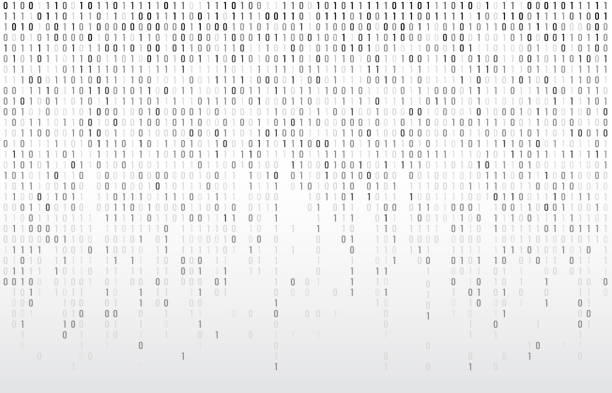 Digital binary code. Computer matrix data falling numbers, coding typography and codes stream gray vector background illustration Digital binary code. Computer matrix data falling numbers, coding typography and codes stream gray. Cyberspace stream matrix monitor abstract coding or coded vector background illustration security designs stock illustrations