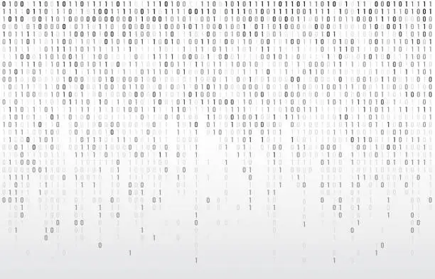 Vector illustration of Digital binary code. Computer matrix data falling numbers, coding typography and codes stream gray vector background illustration