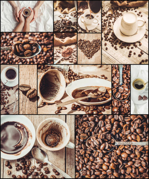 istock collage many pictures of coffee. Selective focus. 1093121270
