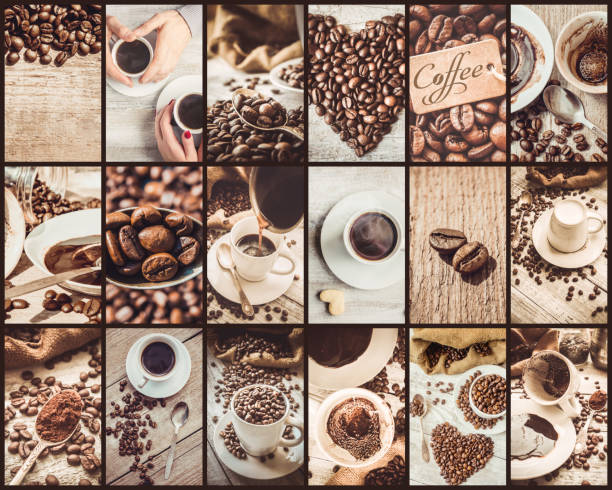 istock collage many pictures of coffee. Selective focus. 1093121366