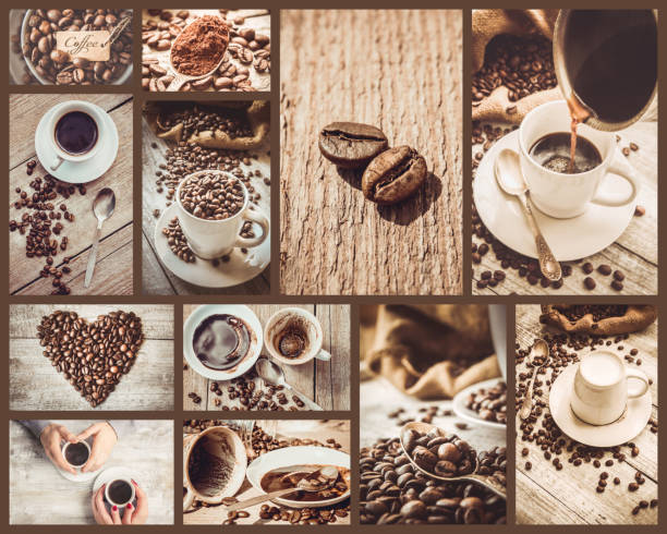 istock collage many pictures of coffee. Selective focus. 1093121386