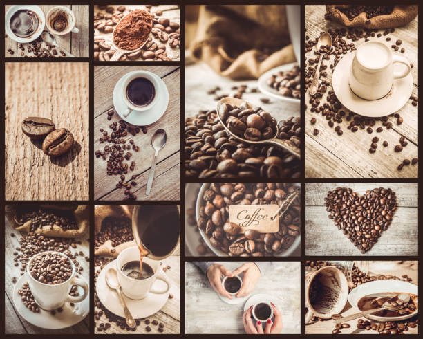 istock collage many pictures of coffee. Selective focus. 1093121466
