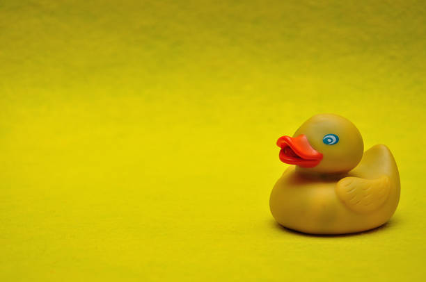 istock A rubber duck on a yellow background 1093126792