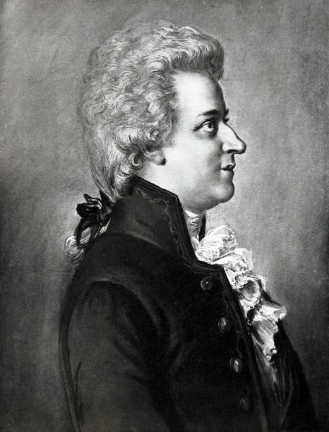 Portrait of Wolfgang Amadeus Mozart Image from 19th century wolfgang amadeus mozart photos stock pictures, royalty-free photos & images
