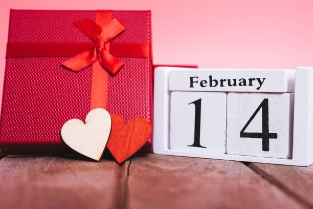 istock Red wood Hearts and gift box on wooden 1093141006