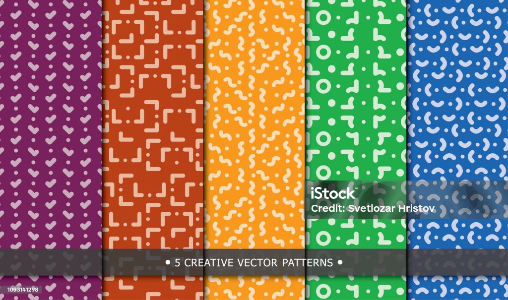 Five Modern Vector Patterns With Unique Textures Stock Illustration ...