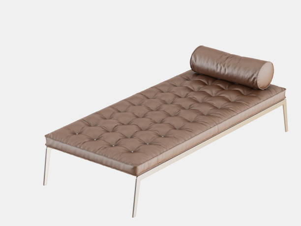 istock benh leather brown with a pillow on a white background 3d rendering 1093157306