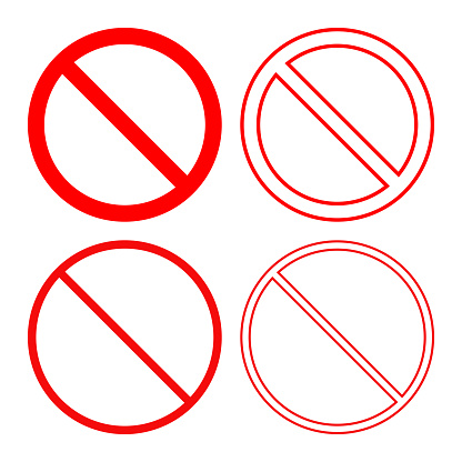 NO SIGN. Forbidden or prohibition symbol. Icon set. Vector.