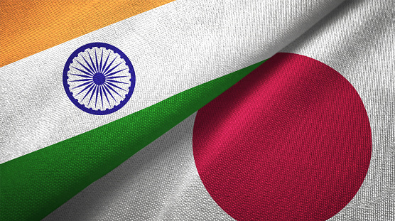 Japan and India flag together realtions textile cloth fabric texture