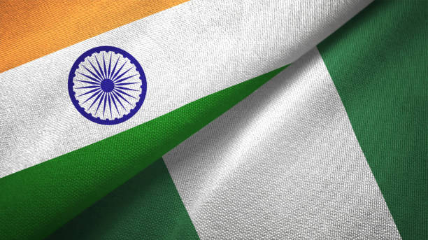 istock Nigeria and India two flags together textile cloth fabric texture 1093162758