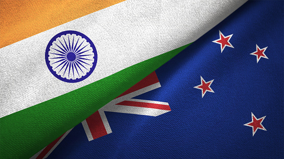 New Zealand and India flag together realtions textile cloth fabric texture