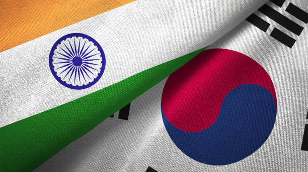 istock South Korea and India two flags together textile cloth fabric texture 1093163100