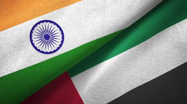 istock United Arab Emirates and India two flags together textile cloth fabric texture 1093163208