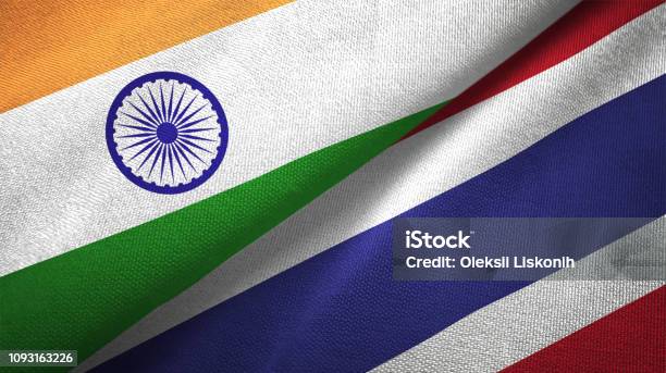 Thailand And India Two Flags Together Textile Cloth Fabric Texture Stock Photo - Download Image Now