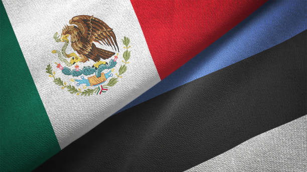 istock Estonia and Mexico two flags together textile cloth fabric texture 1093172738