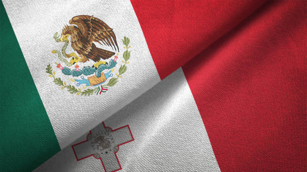 istock Malta and Mexico two flags together textile cloth fabric texture 1093173258