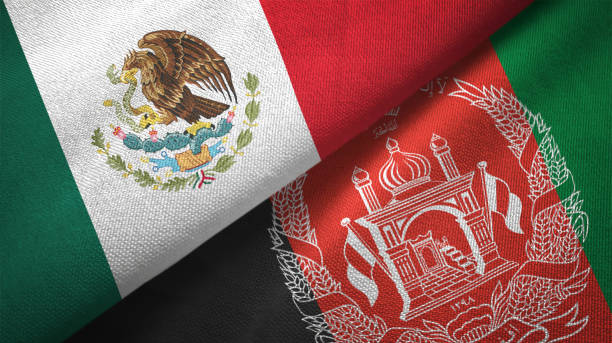 istock Afghanistan and Mexico two flags together textile cloth fabric texture 1093175160