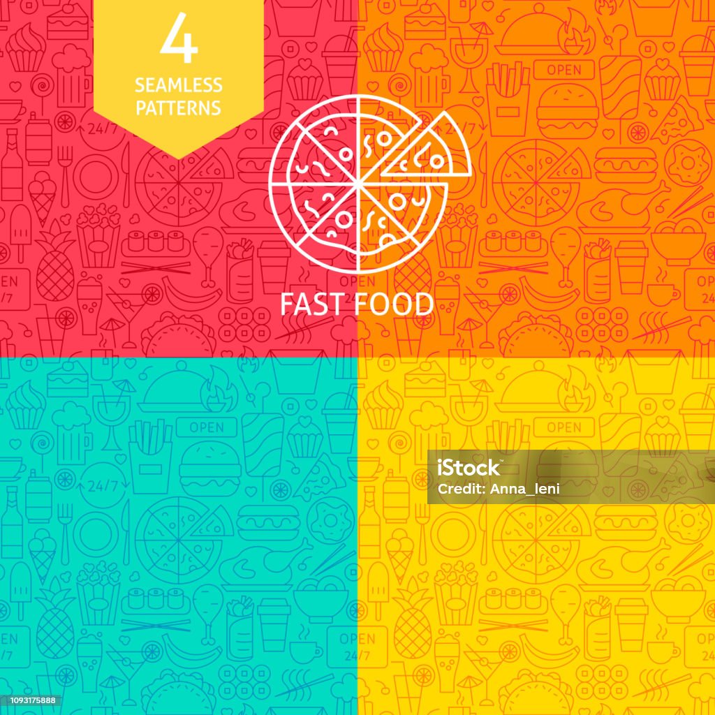 Fast Food Stock Pattern Line Fast Food Patterns Stock Illustration - Download Image Now ...