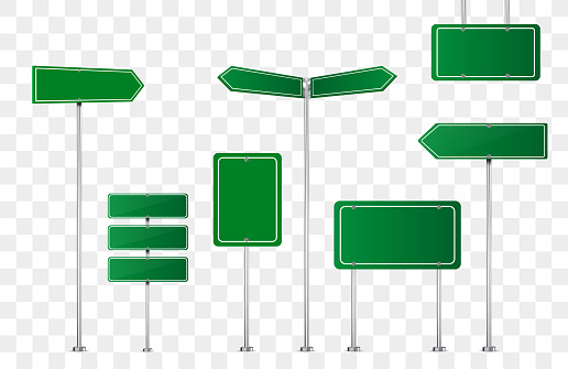 Road signs isolated. Traffic way signs. Vector illustration.