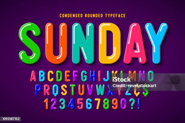 Flat Bubble Comical Font Design Colorful Alphabet Stock Illustration - Download Image Now - Typescript, Alphabet, Bubble