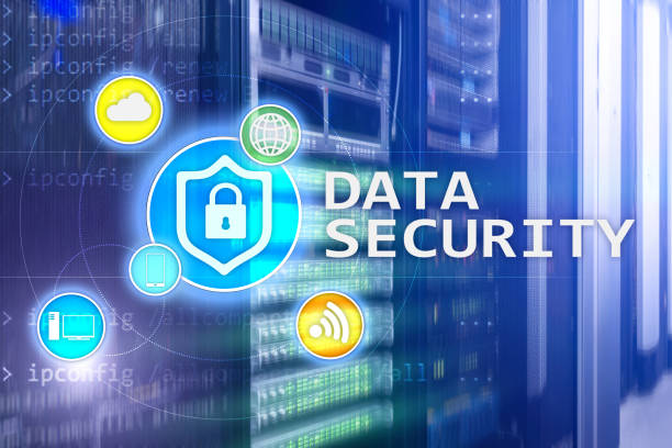 istock Data security, cyber crime prevention, Digital information protection. Lock icons and server room background. 1093191998