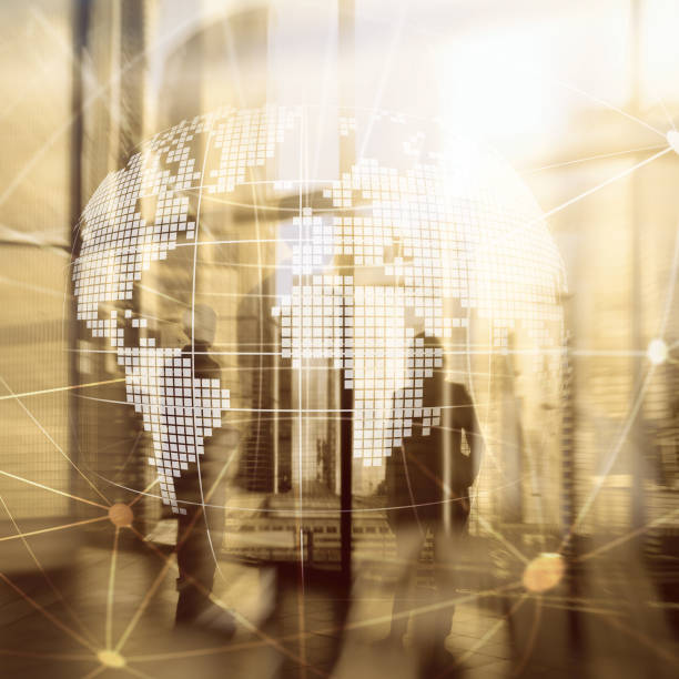istock 3D Earth hologram on blurred background.Global business and communication concept. 1093192606