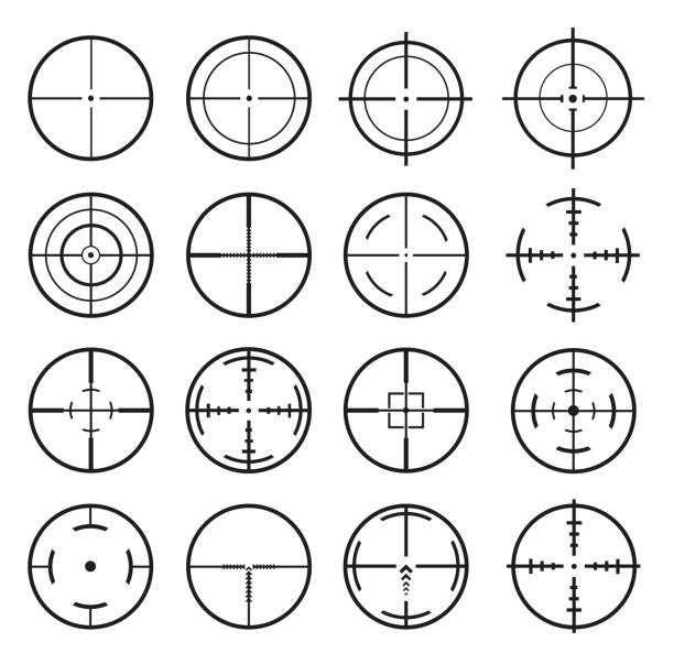 Target Icon. Mega set 16 vector detailed crosshairs Target Icon. Mega set 16 vector detailed crosshairs Missile stock illustrations