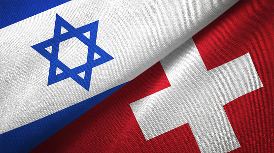 Flags of Iran and Israel Standing Side by Side.3D rendering.