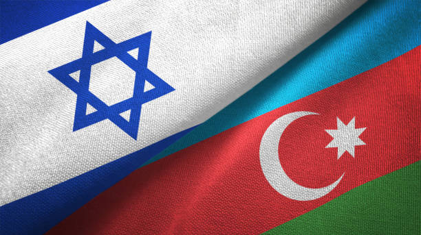 istock Azerbaijan and Israel two flags together textile cloth fabric texture 1093199788