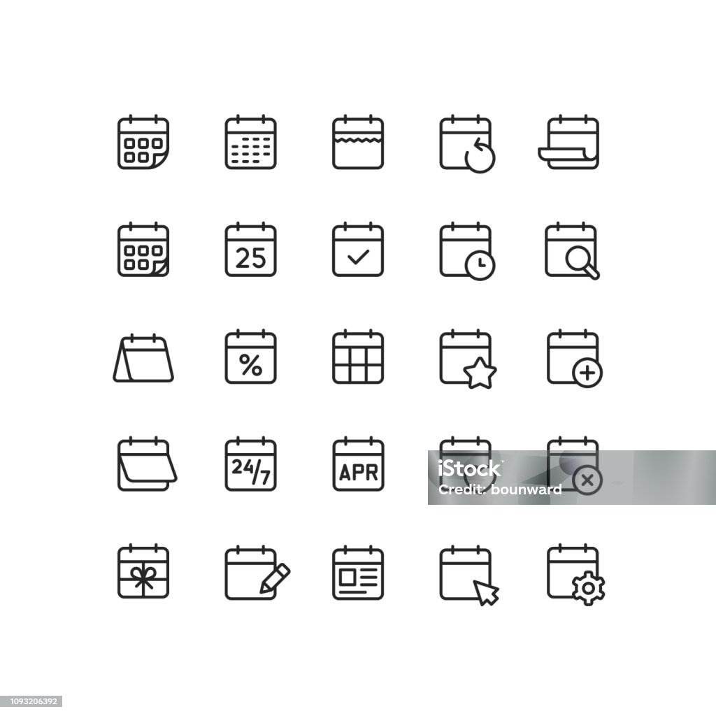 Icônes d’aperçu calendrier - clipart vectoriel de Calendrier libre de droits