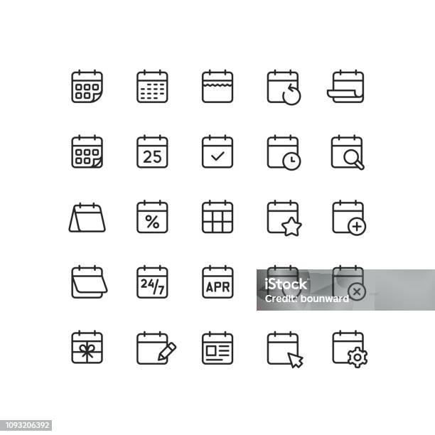 Calendar Outline Icons Stock Illustration - Download Image Now - Calendar, Event, Calendar Date