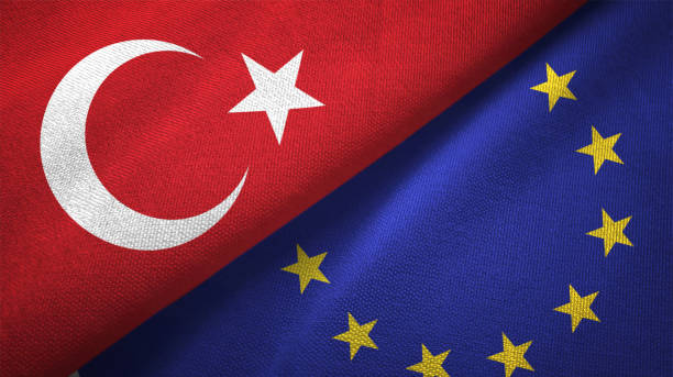 istock European Union and Turkey two flags together textile cloth fabric texture 1093208610