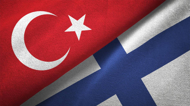 istock Finland and Turkey two flags together textile cloth fabric texture 1093208616
