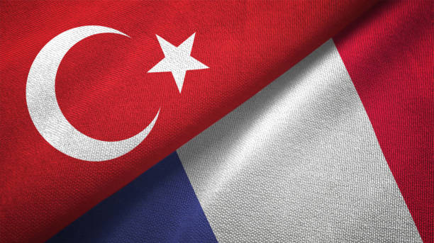 istock France and Turkey two flags together textile cloth fabric texture 1093208684