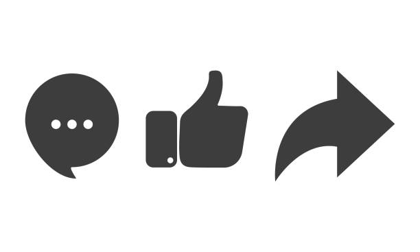 Like Comment Share icon set. Thumbs up repost and comment. button icons for social media notification or media repost Like Comment Share icon set. Thumbs up repost and comment. button icons for social media notification or media repost sharing stock illustrations