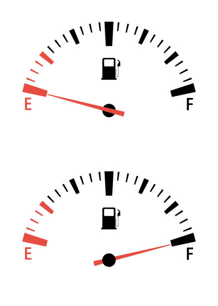 ilustrações de stock, clip art, desenhos animados e ícones de fuel gauge meter. speedometer interface motor gas gauge - lack of energy