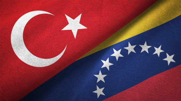 istock Venezuela and Turkey two flags together textile cloth fabric texture 1093209586