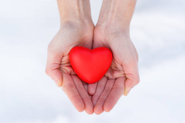 istock Woman hands holding red heart at sunset 1093211844