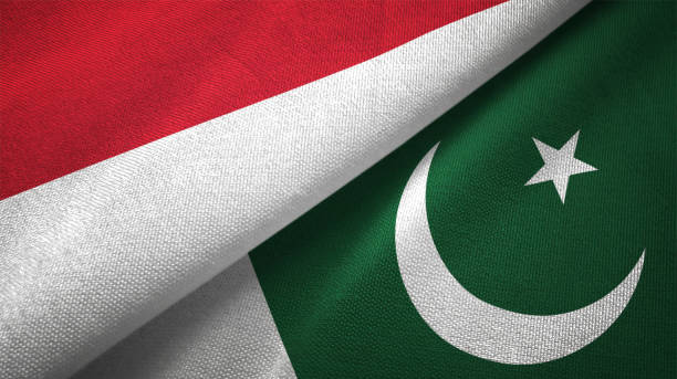 istock Pakistan and Indonesia two flags together textile cloth fabric texture 1093214702